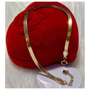 18k Solid Gold Flat Chain Bracelet